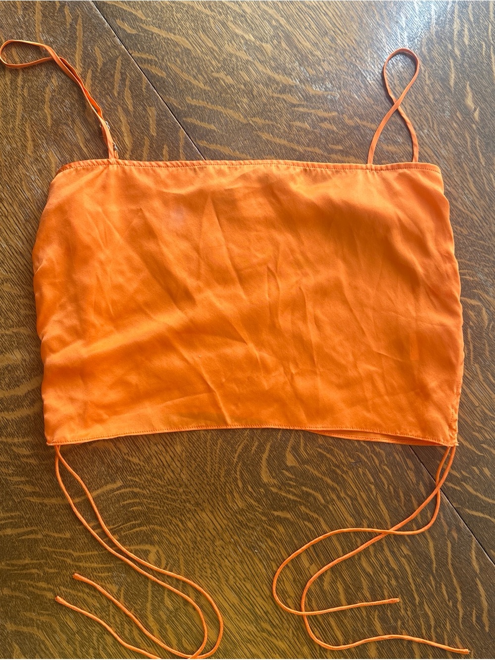 Amanda Uprichard Orange Satin Crop Cami